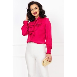 Camasa texturata cu jabou amplu eleganta ciclame