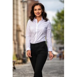 Camasa alba cambrata din bumbac cu decolteu