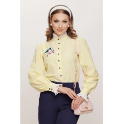 Camasa office eleganta cu broderie aplicata si dungi
