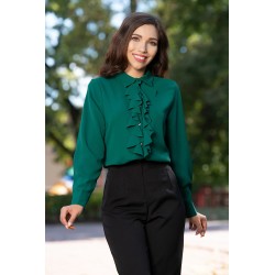 Camasa dama office verde cu jabou cret si nasturi aurii