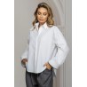 Camasa dama alba oversize cu sirag din strassuri la mansete