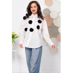 Camasa Rosalia oversize alba cu trandafiri 3D