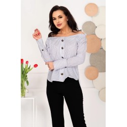 Camasa dama office cu dungi albastre si nasturi aramii