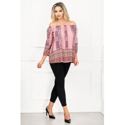 Compleu Melody lejer cu bluza roz si imprimeu floral By InPuff