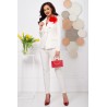 Costum dama alb elegant cu floare 3D