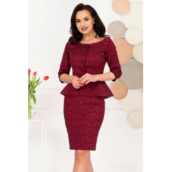 Compleu dama elegant bordo din brocard