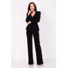 Compleu dama Marielle negru cu peplum si pantaloni evazati