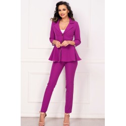 Compleu dama magenta elegant InPuff cu peplum
