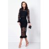 Compleu negru din dantela cu fulgi aplicati