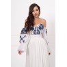 Corset traditional alb cu broderie albastra inspirata din folclor