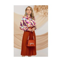 Fusta midi plisata caramizie Pretty Girl in clos