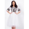 Fusta midi din tulle alb