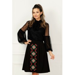 Fusta Effect neagra cu broderie traditionala
