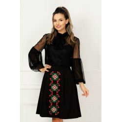 Fusta Effect neagra cu broderie traditionala