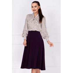 Fusta midi mov in clos cu buzunare laterale