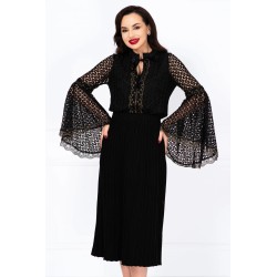 Fusta midi neagra din tricot cu talie elastica