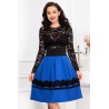 Fusta albastra in clos decorata cu dantela neagra