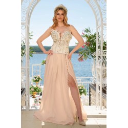 Fusta lunga Suras de Coral din voal fin texturat