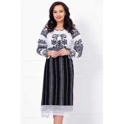 Set catrinta si brau traditional brodate cu fir argintiu