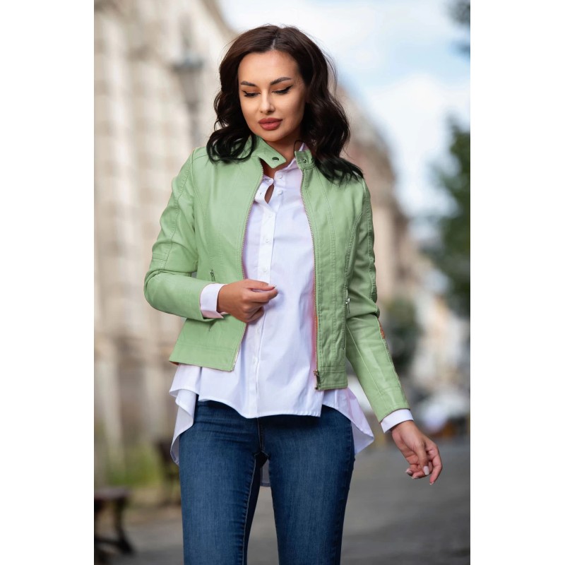 Geaca de primavara mint din piele eco