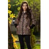 Geaca dama matlasata Anca cu imprimeu leopard si mansete din tricot