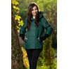 Geaca dama verde matlasata Anca cu mansete din tricot si gluga