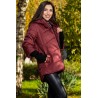 Geaca dama grena matlasata Denisa cu mansete din tricot si gluga