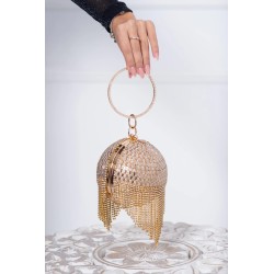 Clutch auriu elegant tip sfera decorat cu strassuri