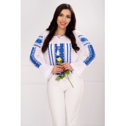 Ie populara Catalina cu broderie florala albastra