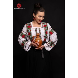 Ie bucovineana alba Anisoara cu broderie florala