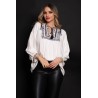 Bluza tip ie din bumbac cu broderie multicolora