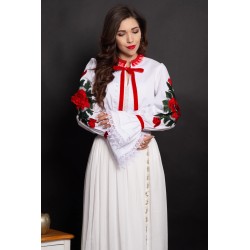 Camasa eleganta de inspiratie traditionala Eleanor cu simbolul trandafirului