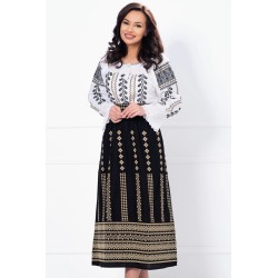 Ie traditionala Iasmina brodata cu simbolul frunzei si fir aurit