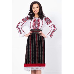 Ie traditionala Gineta cu broderie rosie inspirata din motive populare