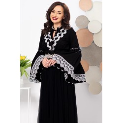 Selena - Camasa eleganta de inspiratie traditionala cu maneci tip clopot si dantela alba