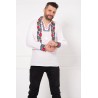 Ie barbateasca alba din bumbac cu broderie florala