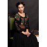 Ie dama neagra Stefania cu broderie florala traditionala