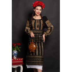 Ie dama neagra Rafira cu broderie traditionala cu simbolul rombului
