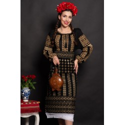 Ie dama neagra Rafira cu broderie traditionala cu simbolul rombului