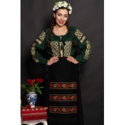 Ie traditionala verde Narcisa cu broderie bej si simbolul stelei