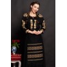 Ie dama traditionala neagra Minodora cu broderie aurie