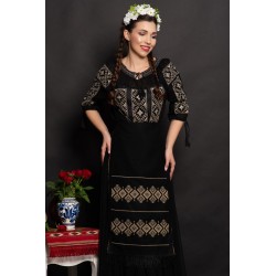 Ie traditionala neagra Nadia cu simbolul crucii brodat