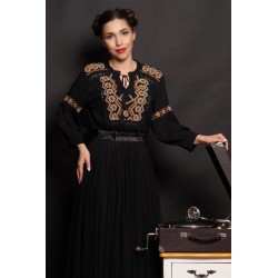 Ie traditionala neagra Larisa brodata cu simbolul rombului