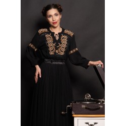 Ie traditionala neagra Larisa brodata cu simbolul rombului