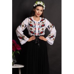 Ie dama alba din bumbac Raquel cu broderie florala