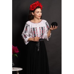 Ie traditionala din bumbac Delfina cu motive populare brodate