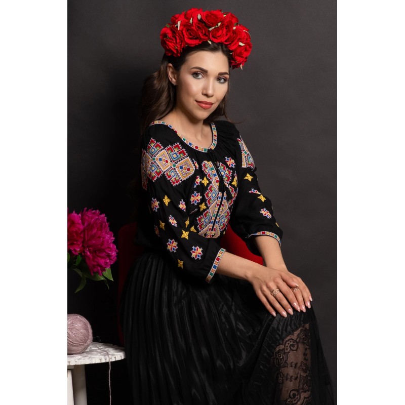 Ie dama traditionala Alicia cu broderie multicolora