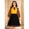 Bluza mustar brodata cu motive traditionale si tul negru