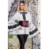 Bluza tip ie alba traditionala cu insertii din dantela
