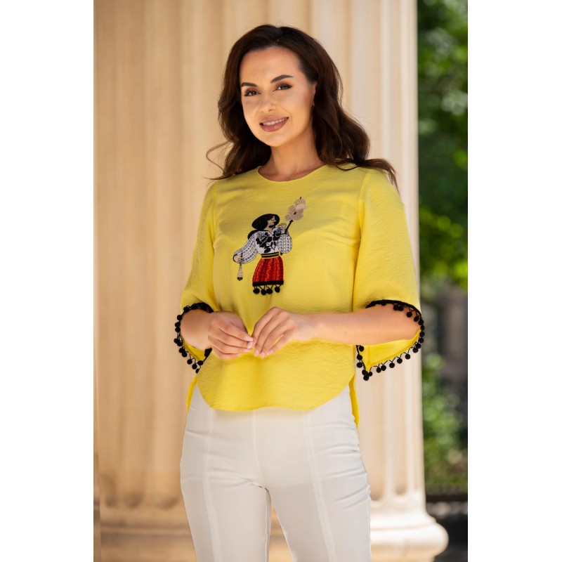 Bluza dama tip ie cu ciucuri si tarancuta brodata